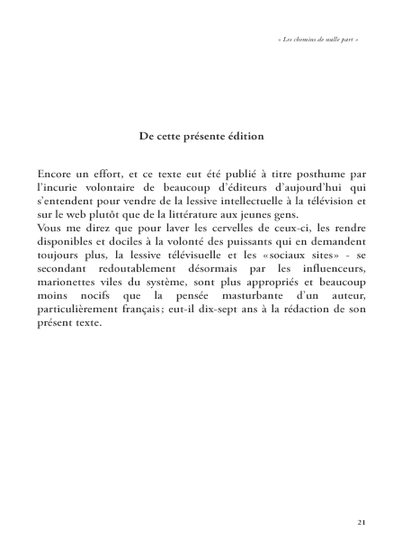 Extrait page 21 de la version littéraire du film Les chemins de nulle part